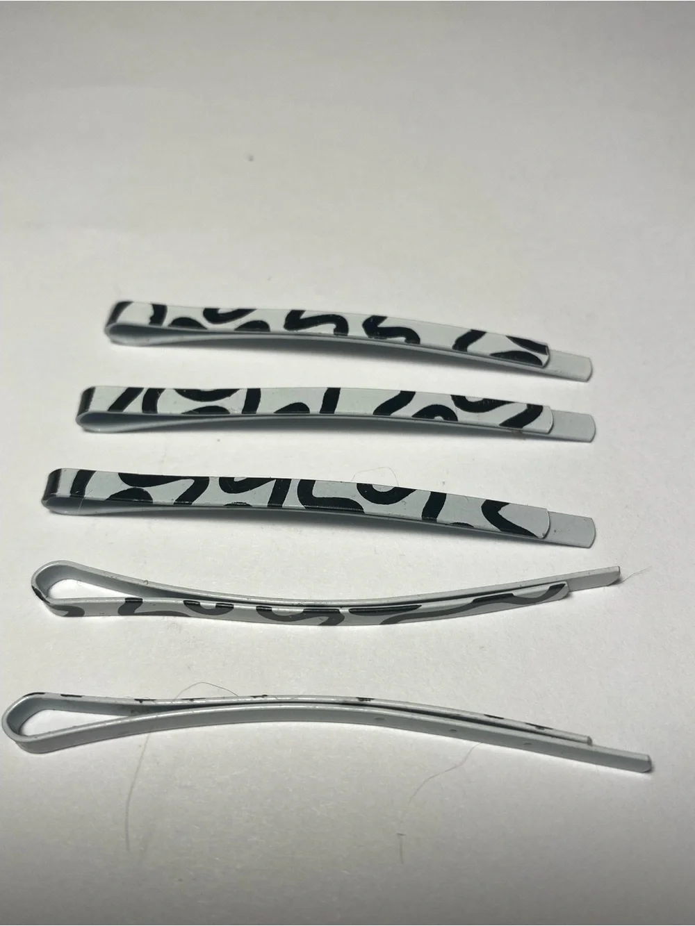 Neutral Black & White Patterned Bobby Pins - Pack of 5